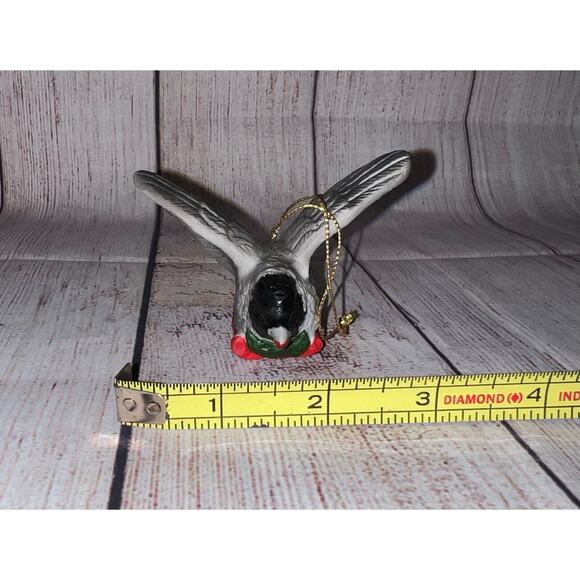 Silvestri Handcrafted Ceramic Bird Christmas Ornament Black Face Bird - Picture 9 of 9